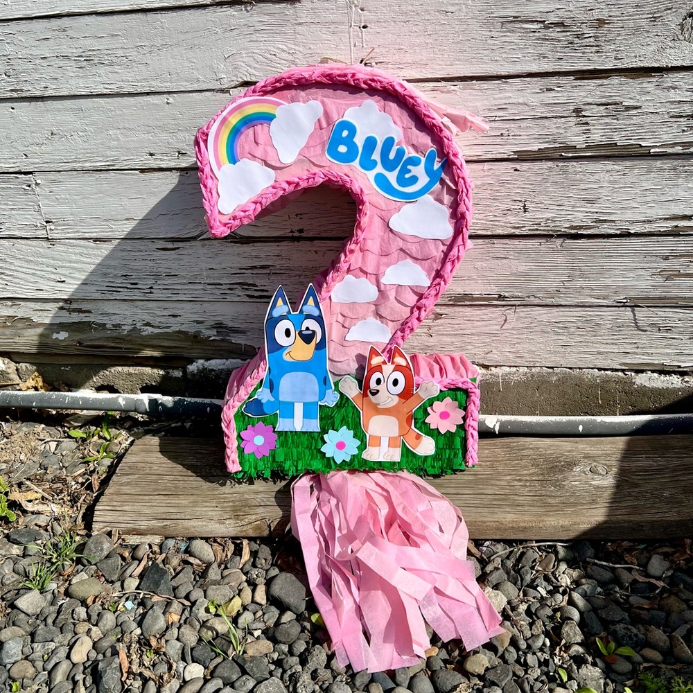 Bluey number two piñata dogs party decor